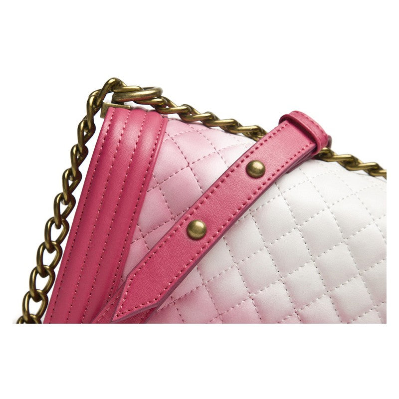 Ariana Classic Quilted Authentic Leather Shoulder Bag - Red White