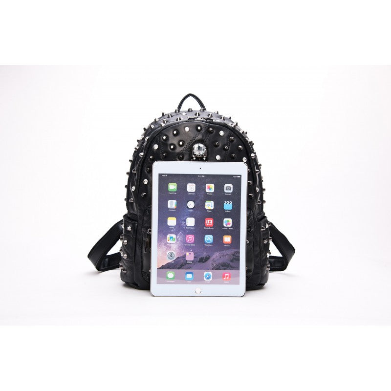 Nicky Skull Studded Leather Backpack