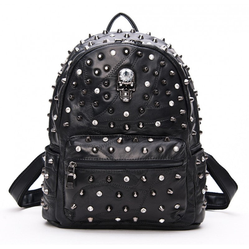 Nicky Skull Studded Lambskin Leather Backpack