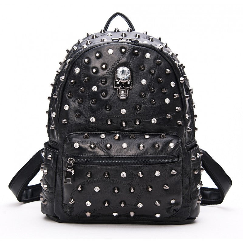 Punk Style Backpack Purse Women Trendy Gothic Leather Travel - Temu