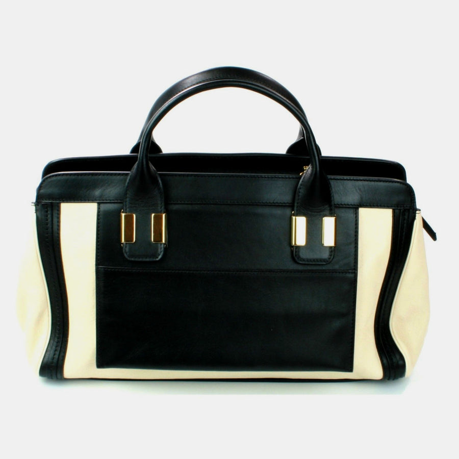 Pippa Authentic Leather Satchel Bag - Black Beige
