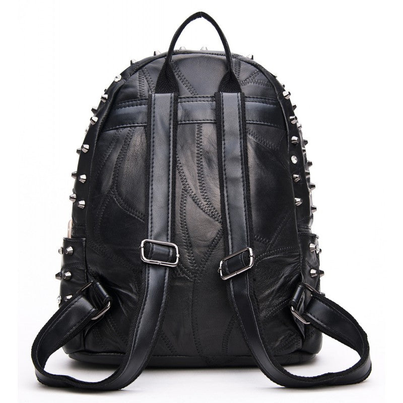 Nicky Skull Studded Lambskin Leather Backpack - Black