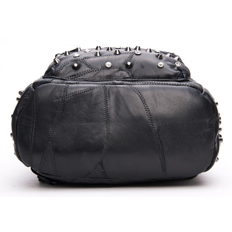 black leather studded backpack purse Nicky Skull Studded Leather Backpack