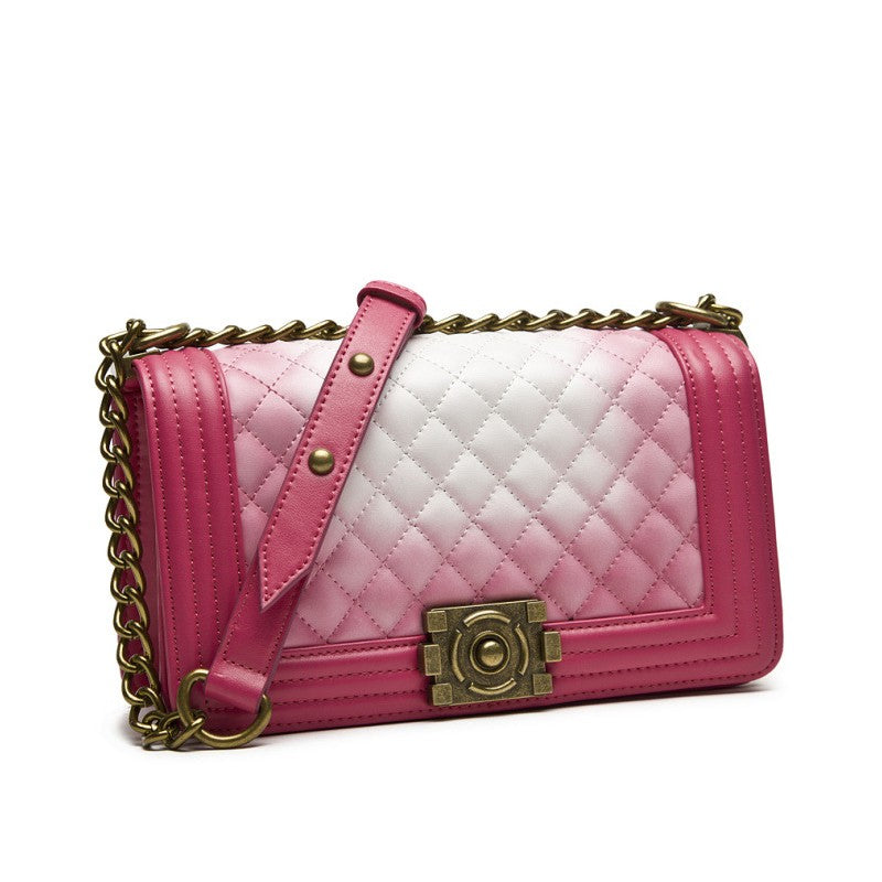 Ariana Classic Quilted Authentic Leather Shoulder Bag - Red White